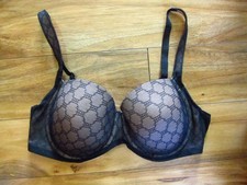 SOMA Black Geo Lace Stunning Support Full Coverage Underwire Bra Size 36D