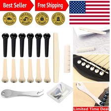 12 Pcs Acoustic Guitar Bridge Pins Set with Puller & Saddle Nut - Improved Sound