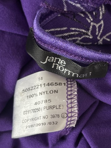 Jane Norman Asymmetric Hem Dress Purple Glitter Floral Size 10 - Picture 7 of 7