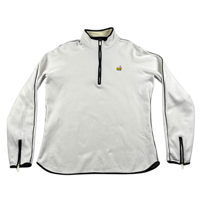 Bobby Jones 1/4 Zip Sweater Womens Medium White Golf Masters Augusta 100% Cotton