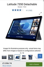 Dell Latitude 7350 Detachable 13in 8GB 256GB Wi‑Fi 2-in-1 Black Ultra Core