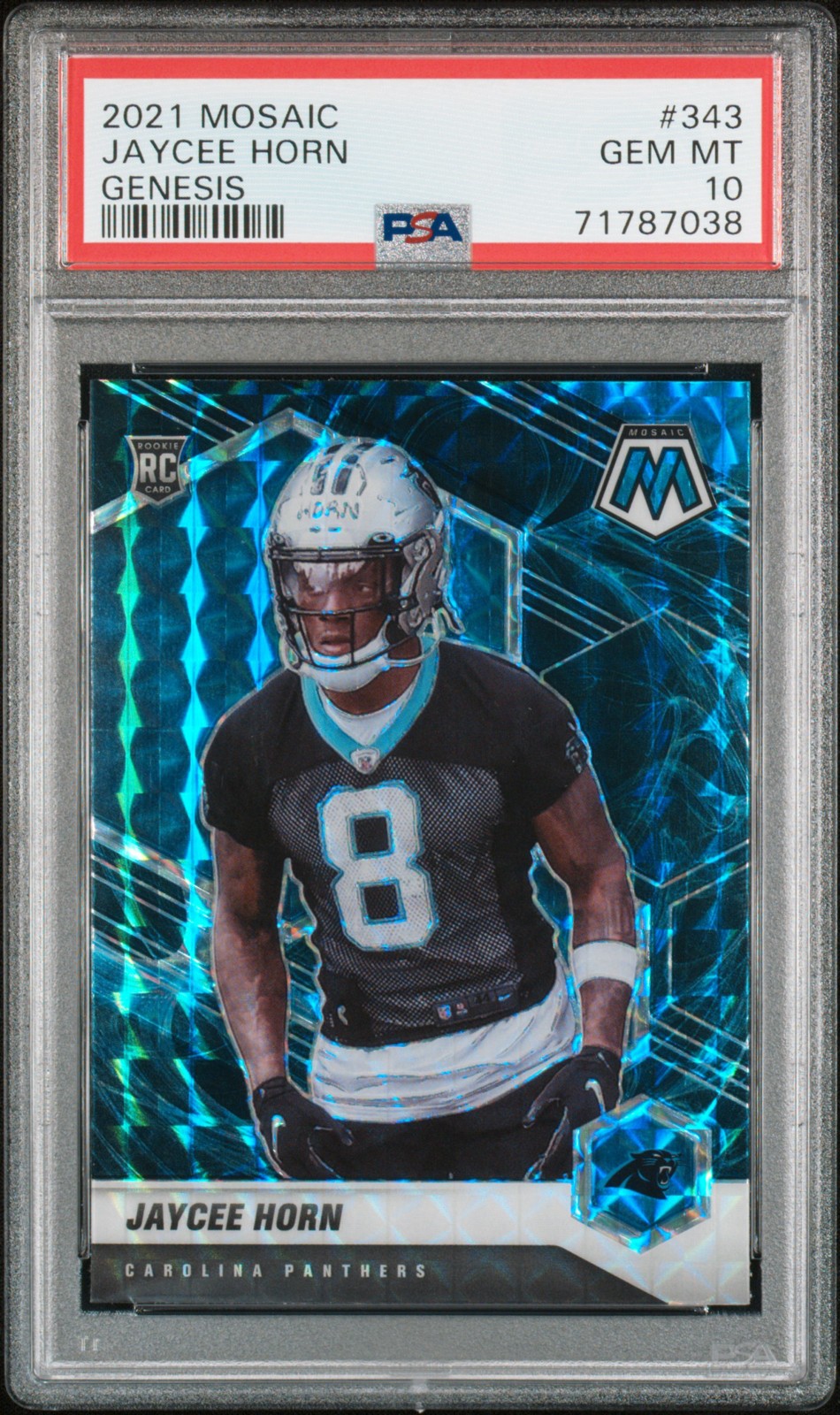 2021 Panini Mosaic Rookies Jaycee Horn #343 Genesis Mosaic Prizm PSA 10 *LOW POP