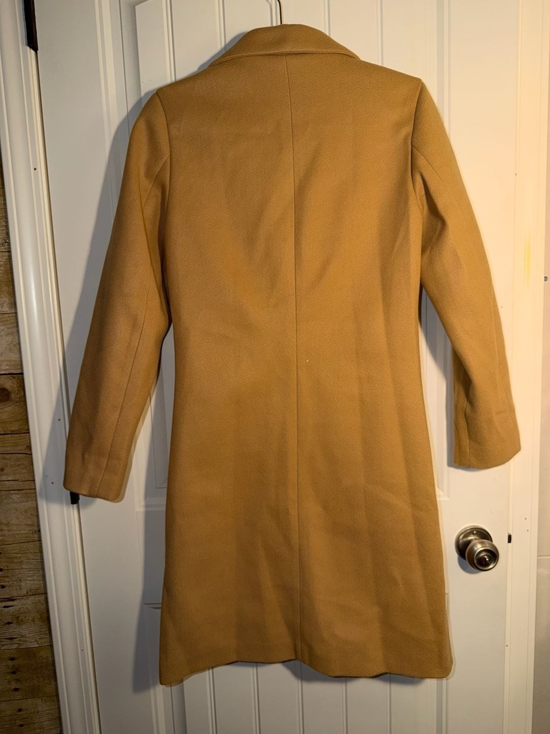 Fashion Clothing Women's Camel Double-Breasted Wool-Blend Overcoat, photo 5