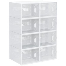 HOMCOM 8PCS Stackable Clear Plastic Shoe Storage Box for UK/EU Size 8.5/43