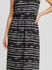 TRENDARREST Black & Grey Brushstroke Striped Maxi Dress (Size M)