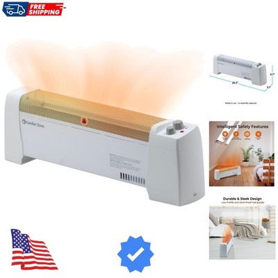 1500W Convection Baseboard Heater with Built-In Thermostat, Overheat & Tip-Ov...