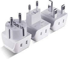 Ceptics Complete European Travel Adapter Set - 2 In 1 Usa to Europe, White 