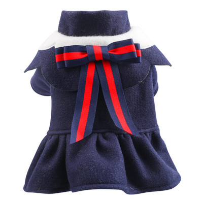 Pet Dog Cat Autumn and Winter Woolen Cloth Student British Style Cat and Aat Cos