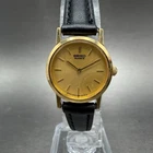 Seiko Watch Women 20mm Champagne Dial Gold Tone Round 2P20-0A10 New Battery