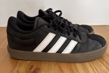 Adidas VL Court 3.0 Sneakers Kids Size 4 Black White Shoe