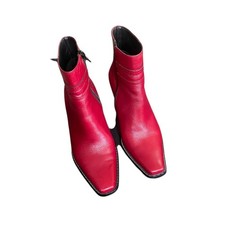 Elegantes Botines Color Vino 6 1/2, 3" Tacón Bloque