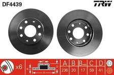 2x TRW Disque de frein Avant pour CHEVROLET SPARK (M300) 236mm DF4439