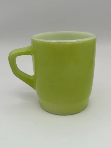 Vintage Anchor Hocking Fire King Coffee Mug Cup Lime Green Milk Glass