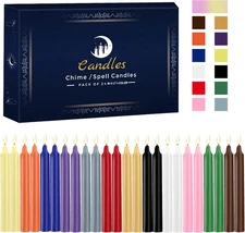 24 Pack Assorted Color Spell Chime Candles – Premium Mini Unscented Taper Candle