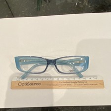 Fendi F830 707 Blue Plastic Rectangular Full Rim Eyeglasses Women 52.15.135