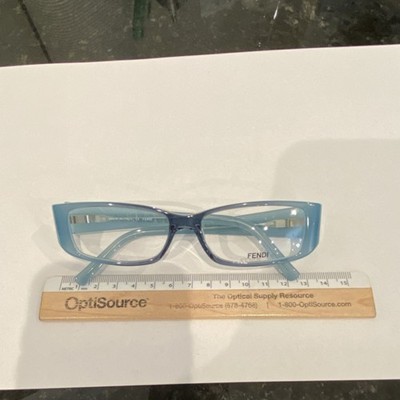 Fendi F830 707 Blue Plastic Rectangular Full Rim Eyeglasses 