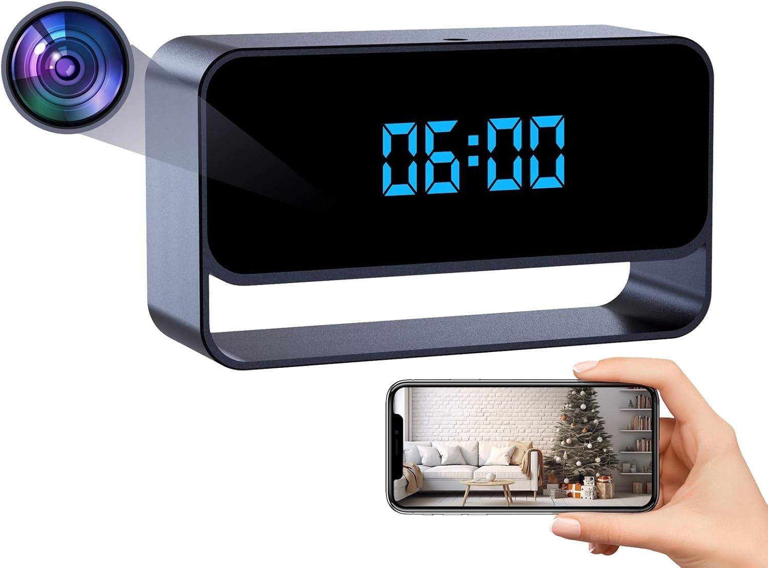 1080P HD Alarm Clock C amera Aluminum Alloy Home Security Su