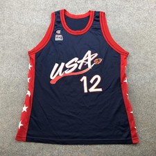 Vintage USA Basketball Jersey Mens Large Blue Stockton 12 Champion 1996 USA