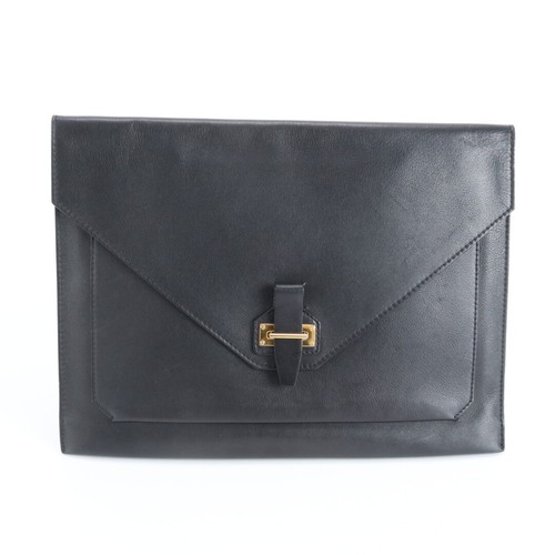 TOM FORD Clutch Bag Leather Black Authentic From Japan