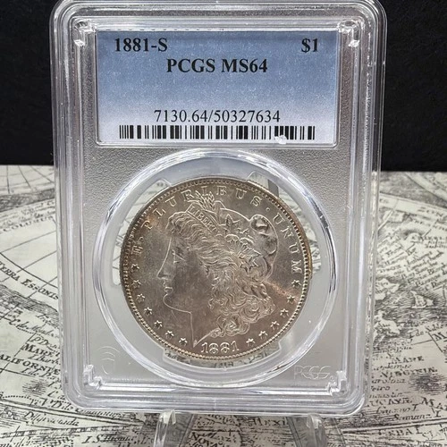 1881 S Morgan Silver Dollar graded MS64 by PCGS