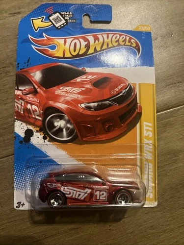 Hot Wheels 2012 New Models Subaru WRX STI Red Die-Cast Car 33/50 REDLINE tires