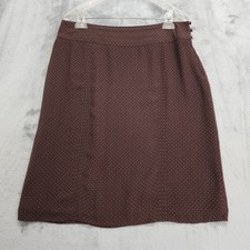Vintage Y2K GAP Skirt Womens 12 Brown Pink Polka Dot Chiffon Side Button Pencil