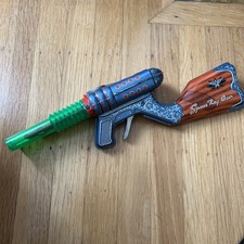 Vintage Double Barrel 1960 Toy Space Ray Gun 14" RARE Tin Litho Japan WORKS