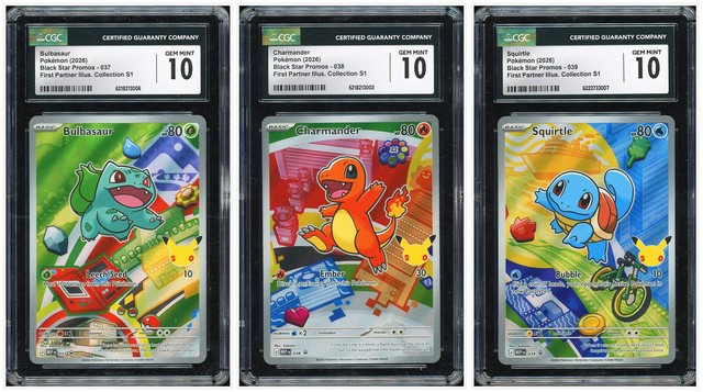 Pokemon CGC 10 GEM*3 Bulbasaur & Charmander & Squirtle Promo 2026 30th-P English