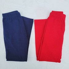 Hanna Andersson Girl's 2pk Solid Coral Red and Navy Leggings - size 5