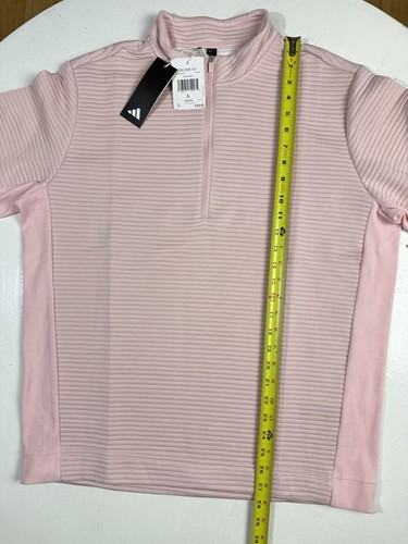Adidas Hombres Talla L Golf Ultimate 365 DWR Texturizado Repelente al Agua 1/4 Cremallera Rosa Arena - Imagen 9 de 11