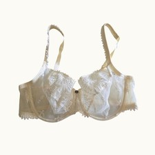 Chantelle 3691 Ivory Sheer Africa Unlined Underwire Bra Lace 36D Made in France