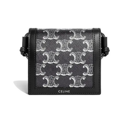 CELINE Vintage Floral Printed Shoulder Crossbody Wallet Men's 4x0.7x3.5 in