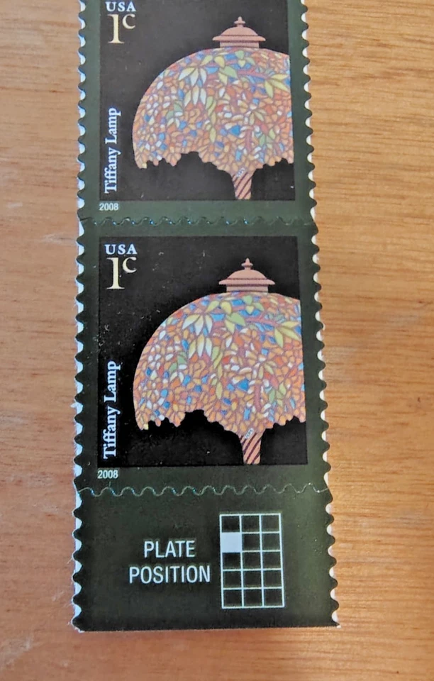 Scott # 3758A, PNC5 # S11111, Tiffany Lamp, "2008" Date, MNH Strip of 4 - Image 2 of 2
