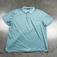 Member’s Mark Pique Polo Mens XXL Blue Button Up Golf Stretch Short Sleeve Preow