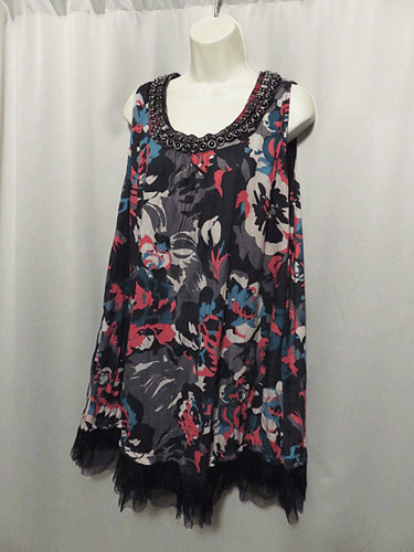 Vestido túnica Pretty Angel Swissdot ribete de tul sin mangas con cuentas talla L - Imagen 2 de 6