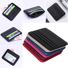 Card Case Slim Front Pocket Wallet for Men Women Leather Credit ID Card Holder