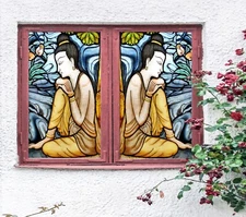 3D Portrait A619 Window Film Print Sticker Cling Stained Glass UV Sinsin