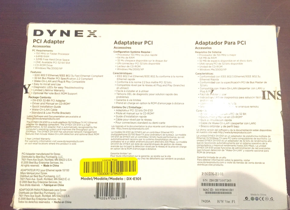 Dynex PCI Adapter Model DX-E101 new - Image 2 of 2