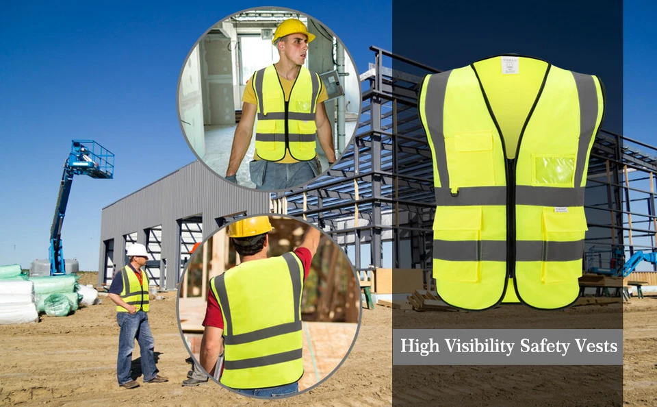 Chaleco de Seguridad Alta Visibilidad Amarillo Tiras Reflectantes con Bolsillos 5XL Foto 4 de 4