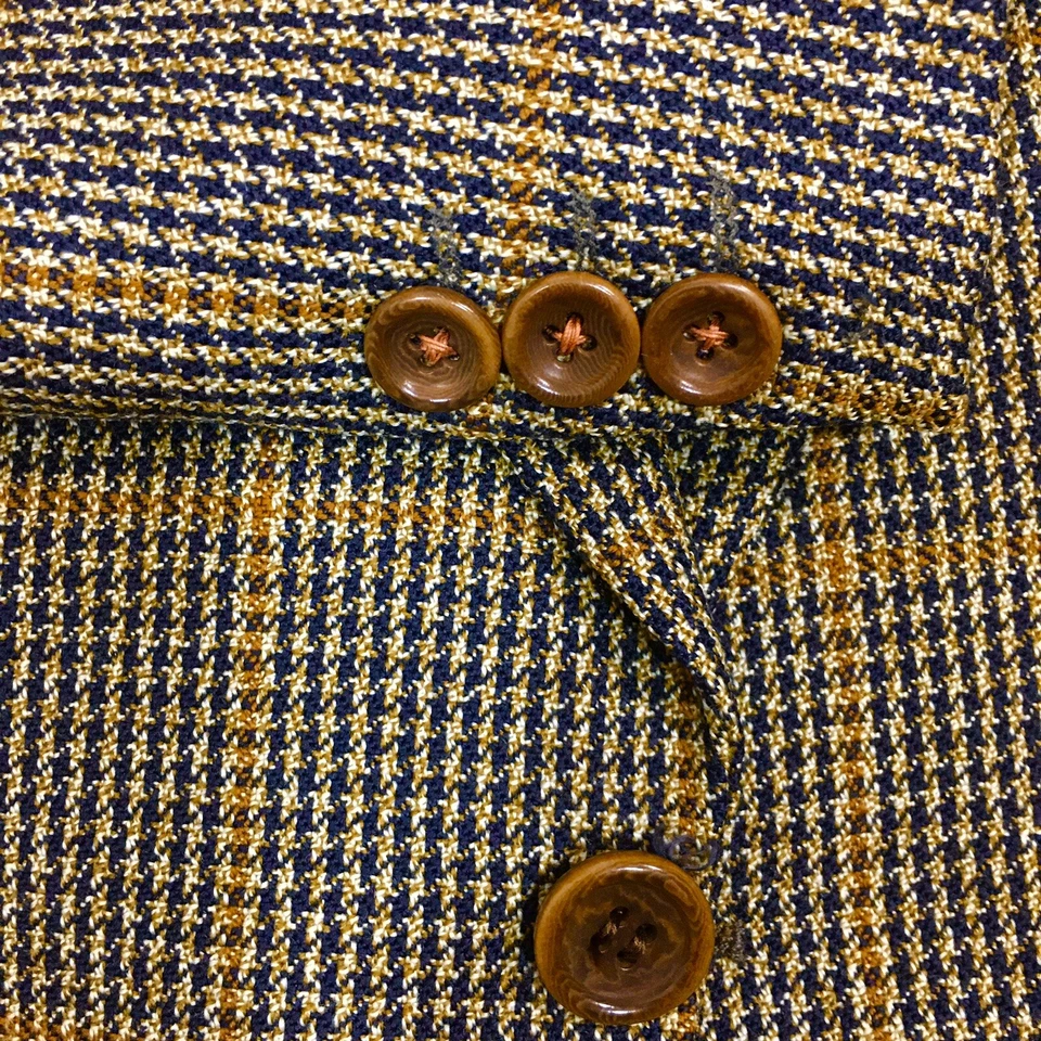 Hugo Boss Black Houndstooth Sport Coat Gold Check Jacket Wool CASHMERE Blazer 44 - Image 2 of 4