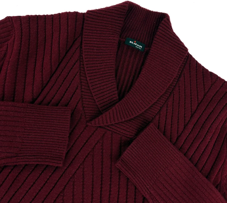 Suéter Kiton Borgoña Cachemira Seda Vacaciones Para Hombre S 48 Italia Foto 2 de 4