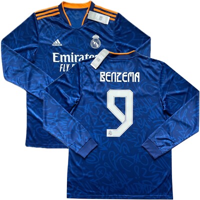 2021/22 Real Madrid Away Jersey #9 BENZEMA Large Adidas UCL Long