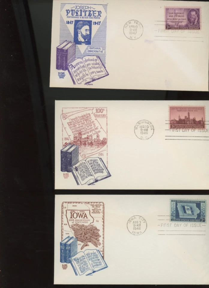US FIRST DAY COVER 1945 1946 1947 BI COLOR CRAFT CACHET FDC 13 in auction mb30 - Image 2 of 4