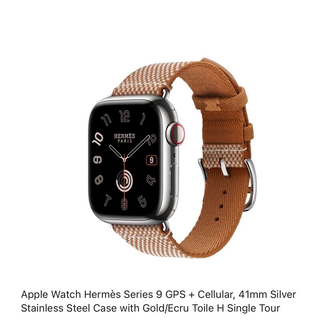 New Apple Watch Series 9 Hermes 41mm Gold/Ecru Toile New in New Apple Watch Series 9 Hermes 41mm Gold/Ecru Toile New in