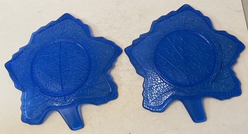 Two (2) L E Smith Mt Pleasant Cobalt 8" Leaf Plates - Picture 2 of 3