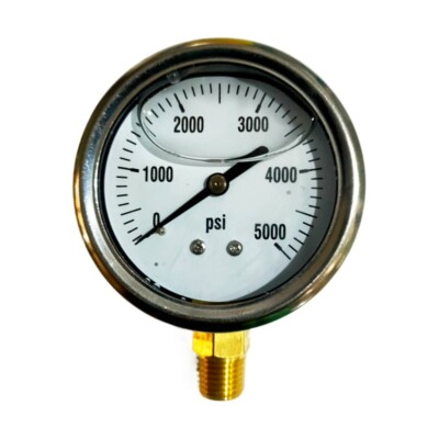 #ad Liquid Filled Pressure Gauge 0 5000 PSI 1 4quot; NPT LM Side Mount 2.5quot; Face $11.75