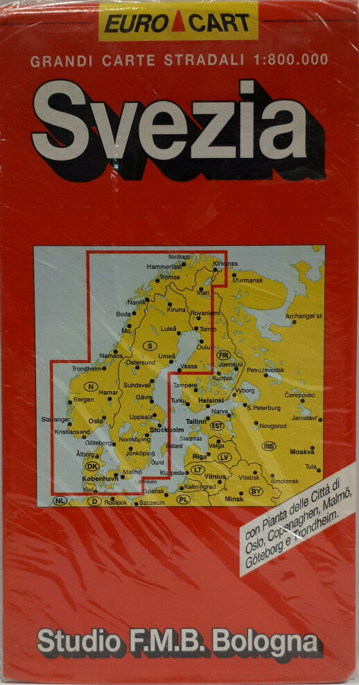 CARTA STRADALE SVEZIA CON PIANTA DELLE CITTA' PIU' IMPORTANTI-FMB