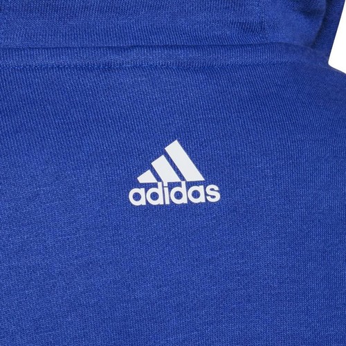 Adidas Children's Hoodie Boys Ess Logo Sweatshirt Hoodie Blue White - Picture 3 of 3