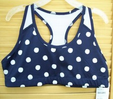 OLD NAVY ACTIVE nwt Go-Dry Navy Polka Dot Yoga Bra Top girl's size L PLUS 10-12 