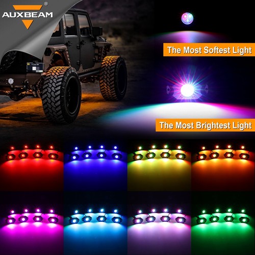 AUXBEAM 8 Pod RGB LED Rock Light Underglow Lamp Offroad Truck ATV bluetooth APP - Picture 2 of 12